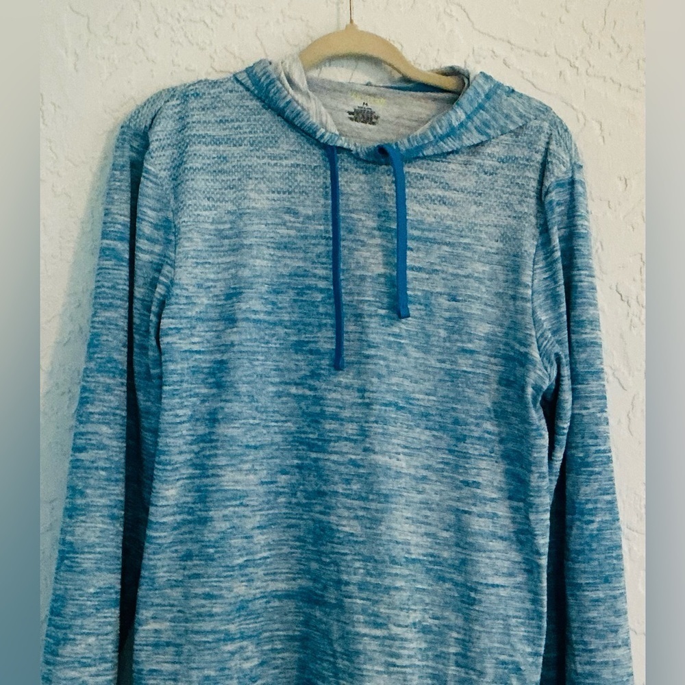Tek Gear Blue and White Heathered  Men's Long Sleeve Hoodie Top - Picture 2 of 9